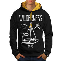 Wellcoda Wild Camper Moon Mens Contrast Hoodie, Adventure Casual Jumper - £31.34 GBP