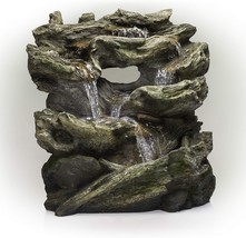 Alpine Corporation 32&quot; Tall Outdoor Multi-Tier Rainforest Rock Waterfall... - £791.79 GBP