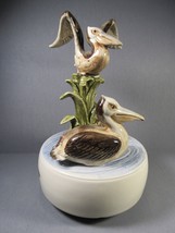 Otagiri Pelicans Musical Figurine Vintage 1979 Rotates Plays &quot;YESTERDAY&quot; 6.5&quot; - £16.54 GBP