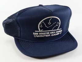 Vintage Blue Sam Houston Winter Camp Boy Scouts of America BSA Snap Back... - $17.81