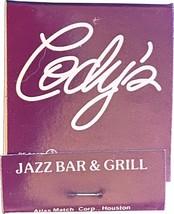 Cody&#39;s Jazz Bar &amp; Grill, Texas, Match Book Matches matchbook - £7.82 GBP