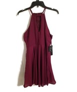 Lulus Women&#39;s Size M Burgundy Sleeveless Keyhole Neckline Fit &amp; Flare Dress - £25.06 GBP