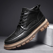 Korean Fashion Winter Outdoor Non-slip Men Boots Handmade Leather Men&#39;s Shoes Fa - £75.09 GBP