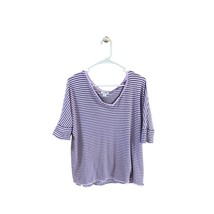 Sundance Womens Size M VNeck Striped Tshirt Tee Shirt Top Raglan 1/2 Sleeve Purp - $19.79