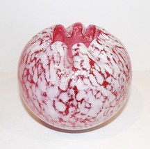 Vintage CRANBERRY/PINK Spangle Opalescent Silver Mica Fleck Glass Rose Bowl Vase - £86.84 GBP