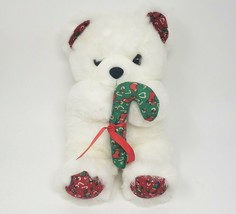 Vintage 1989 Fiesta Christmas Teddy Bear W/ Candy Cane Stuffed Animal Plush Toy - £51.19 GBP