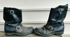 RARE Vtg US Army Side Buckle Black Leather Motorcycle Riding Boots Marke... - £278.86 GBP