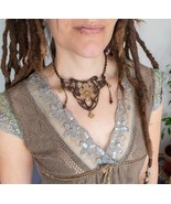 Brown seed of life macrame necklace, tigers eye tribal necklace - $77.95 CAD