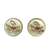 Vintage Eagle Crest MOP Earrings, Mother of Pearl Screw Back with Gold Tone Fram - £22.57 GBP