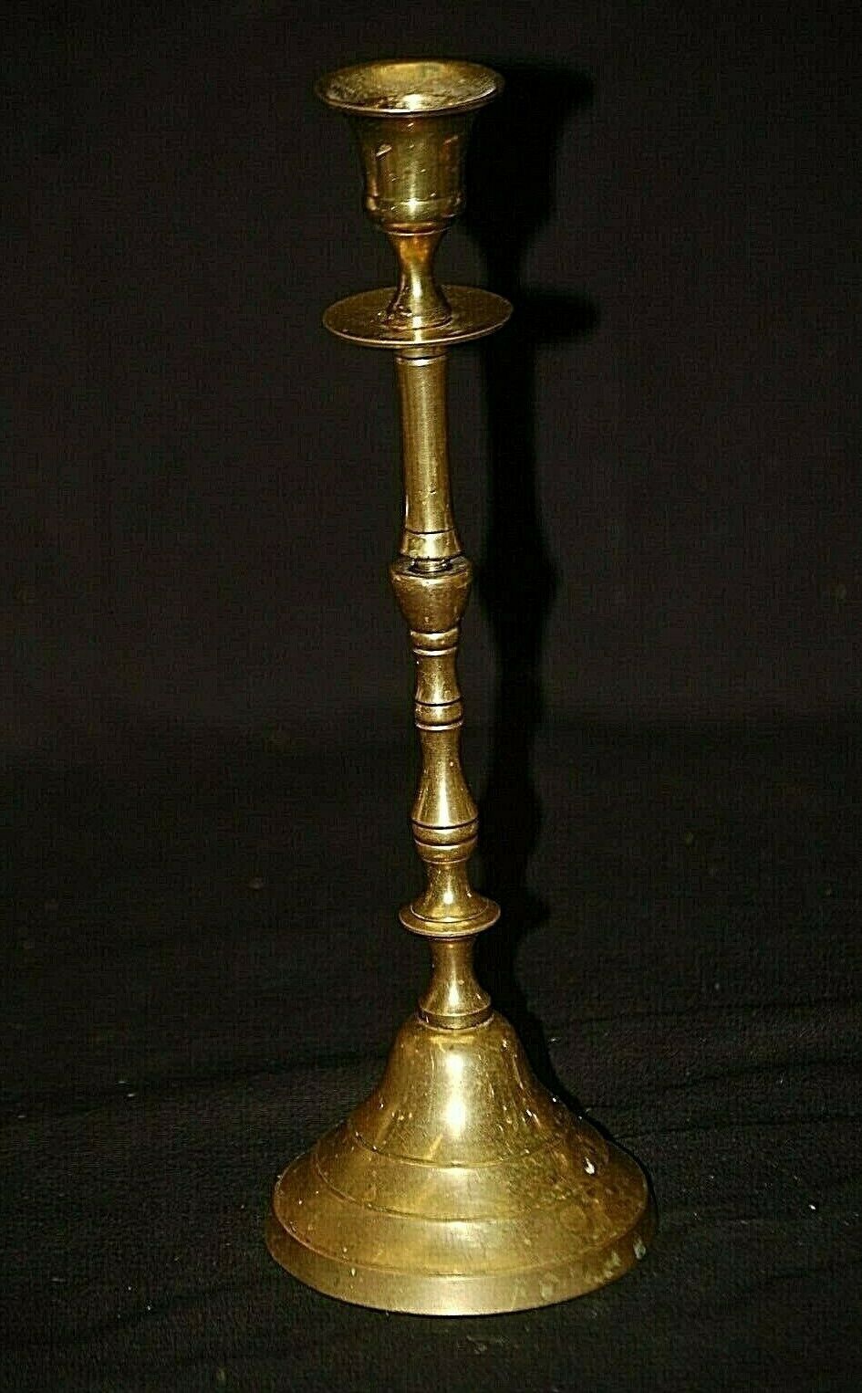 Primary image for Vintage 11" Brass Metal Candlestick Candle Holder w Drip Edge Mantel Centerpiece