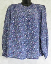 Ladies Vintage Blouse from Natalie Medium Purple Floral Multi Color Long... - £13.88 GBP
