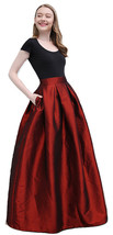 Burgundy Taffeta Maxi Skirt Outfit Women A-line Custom Plus Size Taffeta Skirt image 1