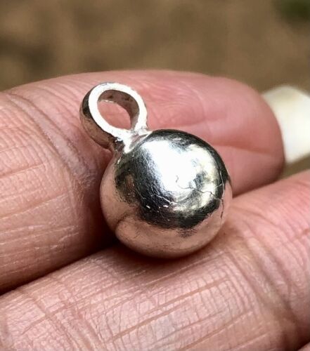 2 Pc X 999 Pure Silver Hindu Religious Solid Silver Ball Pendant 5.4 gm 9-10 mm