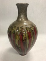 vase  Ceramic pottery vintage mid century Brown Maroon 11.5 inch Urn jug - £35.71 GBP