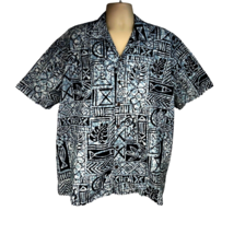 Favant Vintage Mens Hawaiian Aloha Tribal Blue Button Up Shirt 3XL Pocke... - $49.49