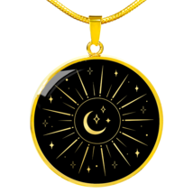 Sacred Geometry Sun Rays Circle Necklace Stainless Steel or 18k Gold 18-22&quot; - £33.38 GBP+