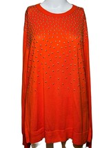 Michael Kors Sweater Women&#39;s XL Orange Gold Stud Accent Light Sophisticated Chic - £19.40 GBP