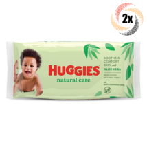 2x Packs Huggies Baby Wet Wipes Natural Care Aloe Vera | 56 Wipes Per Pack - £12.60 GBP