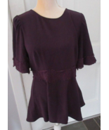 ANN TAYLOR  short sleeve Lace Trim dark plum Top size 6 - $7.99