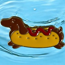 Adorable Cartoon Hotdog Dachshund Enamel Pin Badge - Brooch for Dog Lovers - $6.93