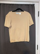 Alfred Dunner Yellow Short Sleeve Beaded Stretch Knit Pullover Top Size L* - $8.91
