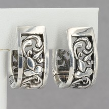 Retired Silpada 10mm Wide Sterling Silver Open Scroll Hinged Hoop Earrings P1122 - £55.05 GBP