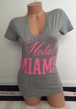 Victoria&#39;s Secret Pink Tee Hola Miami Gray Marl Pink V-Neck T-Shirt - XS... - £35.13 GBP