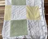 Cocalo Green Yellow White Satin Plush Block Square Patchwork Baby Blanke... - £25.05 GBP