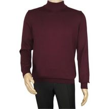 Men's Sweater Knit By BRANGO Turkey Mock Neck Cotton Blend 21050 Burgundy image 6