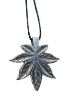 Hematite Marijuana Ganja Leaf Necklace Cannabis Gemstone Pendant Mineral Corded - £10.01 GBP