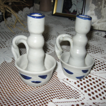 Williamsburg VA Pottery- Candle Holders-Salt Glazed-Hand Crafted-Set of 2 - $10.00
