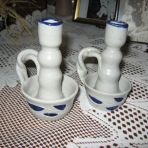 Williamsburg VA Pottery- Candle Holders-Salt Glazed-Hand Crafted-Set of 2 - £7.86 GBP