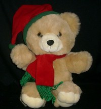 14" Vintage Christmas Kids Of America Brown Teddy Bear Stuffed Animal Plush Toy - $33.25