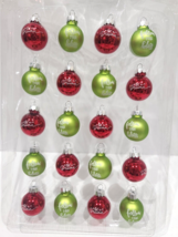 Christmas Mini Follow Your Bliss Dreamer Glass Ornaments Red Green 1&quot; Set Of 20 - £21.80 GBP