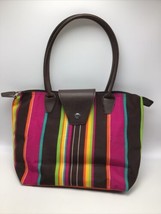 Joann Marie Designs Bag Tote Vertical Stripe Nylon Zip Snap Flap Fold-Up... - £18.00 GBP