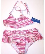 NWT Greendog Girl&#39;s 2 Pc. Pink, White &amp; Red Candy Cane Striped Swimsuit, 14 - $317.40 MXN