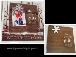 Wood Photo Holder 9&quot; x 9&quot; x 1.5&quot; Block &amp; Clip &quot;The Greatest Gift of All&quot; Holiday - £12.05 GBP