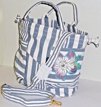 MARC BY MARC JACOBS Floral Striped Blue Canvas Shoulder Bag handbag NWT - £102.64 GBP