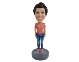 Custom Bobblehead Woman With Shiny Shirt And Shoes Wearing Shoes - Leisure &amp; Cas - £69.69 GBP