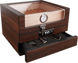 TUTUNES&amp;Wudytim Cigar Humidor, Handcrafted Top 270° Spanish Cedar Cigar ... - $123.70