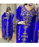 Navy Blue Georgette Wedding Ramzan Kaftan Dress Dubai Moroccan Farasha A... - $69.00