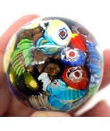 Mini Vintage Murano Italy Millefiori Glass Paperweight with Sparkling Go... - £20.65 GBP