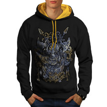 Wellcoda Ancient North Skull Mens Contrast Hoodie, Barbaric Casual Jumper - £31.42 GBP