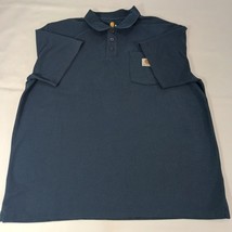 Carhartt Polo Shirt Mens XL Original Fit Blue Cotton Blend Short Sleeve K570 NVY image 13