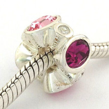 Authentic Chamilia Majestic Ovals Pink Cz 925 Silver Bead Charm 2083-0204 New - £23.52 GBP
