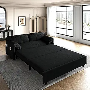 63.8&quot; Queen Pull Out Sofa Bed,3-In-1 Convertible Sleeper Sofa With Side ... - $1,211.99
