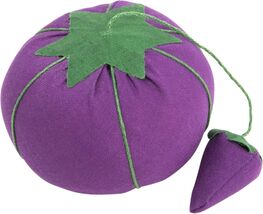 Tomato Themed Pin Cushion with Strawberry Emery Purple - $4.95