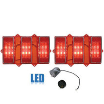 69 Ford Mustang Rear LED Tail Light Lamp Lens w/ Stainless Trim &amp; Flasher Pair - £134.37 GBP