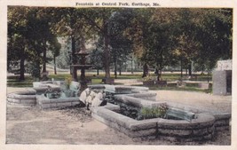 Fountain Central Park Carthage Missouri MO 1920 Postcard C16 - £2.23 GBP