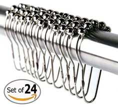 24 Piece Set Shower Curtain Hooks and Rings Stainless Steel Rustproof Fr... - £15.93 GBP